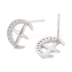 925 Sterling Silver Micro Pave Clear Cubic Zirconia Stud Earrings for Women&nbsp;EJEW-F342-01P