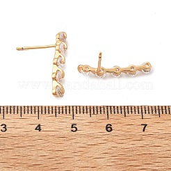 Stick Brass Micro Pave Cubic Zirconia Stud Earrings for Women&nbsp;EJEW-G428-19G-02