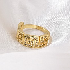 Rack Plating Brass Micro Pave Cubic Zirconia Cuff Finger Rings for Women&nbsp;RJEW-M028-105G