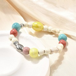 Porcelain Beads & Synthetic Howlite Beads Stretch Bracelets for Women&nbsp;BJEW-D307-02C