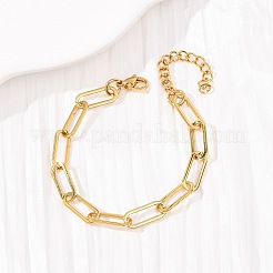 304 Stainless Steel Paperclip Chain Bracelets for Women&nbsp;BJEW-F536-22G