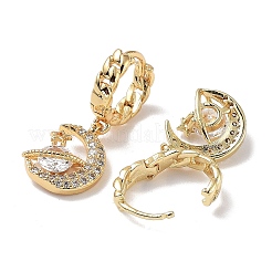 Real 18K Gold Plated Brass Dangle Hoop Earrings&nbsp;EJEW-L269-021G