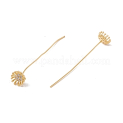Brass Micro Pave Clear Cubic Zirconia Flower Head Pins&nbsp;FIND-B009-08G