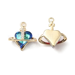 Brass with K9 Glass & Rhinestone Pendants&nbsp;KK-C024-56KCG