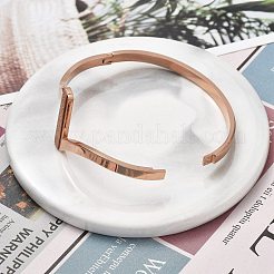 Ion Plating(IP) 304 Stainless Steel Hinged Bangles for Women&nbsp;BJEW-A011-20RG