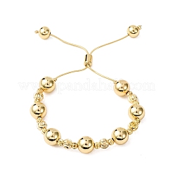 Brass Round Beads Slider Bracelets for Women&nbsp;BJEW-D357-06B-G