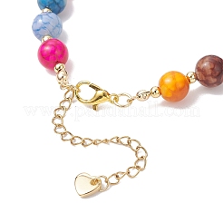 Natural Fire Crackle Agate Round Beaded Bracelets for Women&nbsp;BJEW-JB12552