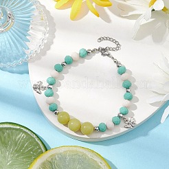Natural Lemon Jade Beaded Anklets&nbsp;AJEW-AN00613