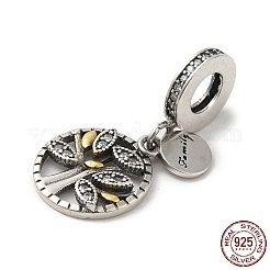 Thailand 925 Sterling Silver Micro Pave Clear Cubic Zirconia European Dangle Charms&nbsp;STER-NH0001-08AS