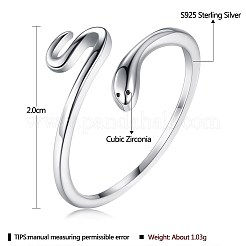 Anti-Tarnish Rhodium Plated 925 Sterling Silver Cuff Rings&nbsp;RJEW-BB56107