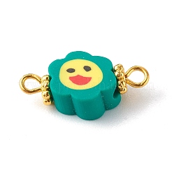 Handmade Polymer Clay Flower Smiling Face Link&nbsp;PALLOY-JF00787