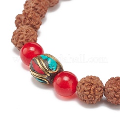4Pcs 4 Style Natural Rudraksha Mala Bead Bracelets Set&nbsp;BJEW-JB08979