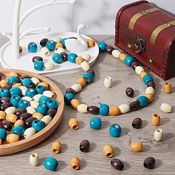 160Pcs 4 Colors Natural Wood Dyed Beads&nbsp;WOOD-GF0002-02