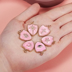 6Pcs 6 Styles Real 18K Gold Plated Brass Micro Pave Clear Cubic Zirconia Enamel Pendants&nbsp;ZIRC-SZ0001-36A
