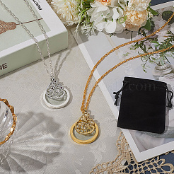 2Pcs 2 Colors Alloy Flower & Glass Magnifying Pendant Necklace for Women&nbsp;MAGL-SP0001-02