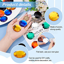 30Pcs 6 Colors Flat Back Acrylic Rhinestone Cabochons&nbsp;OACR-OC0001-16B