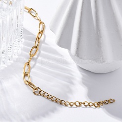 Ion Plating(IP) 304 Stainless Steel Paperclip Chain Bracelets for Women&nbsp;BJEW-C046-02G