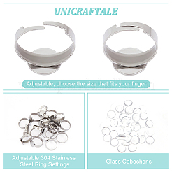 DIY Blank Dome Flat Round Finger Ring Making Kit&nbsp;DIY-UN0004-51