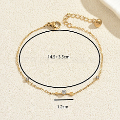 201 Stainless Steel Pave Clear Cubic Zirconia Arrowhead Link Bracelets for Women&nbsp;ZJ3010