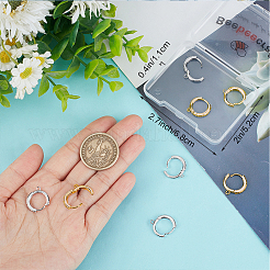 12Pcs 2 Colors Brass Micro Pave Clear Cubic Zirconia Huggie Hoop Earring Findings&nbsp;KK-BBC0022-91