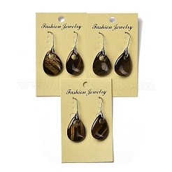 Natural Tiger EyeTeardrop Dangle Earrings&nbsp;EJEW-I315-02P-05