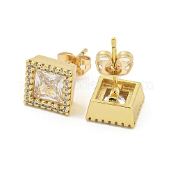 Brass Micro Pave Cubic Zirconia Ear Studs&nbsp;EJEW-P261-33G