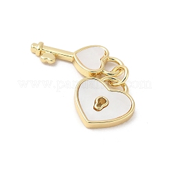 Brass Pave Natural White Shell Pendants&nbsp;KK-S522-15G