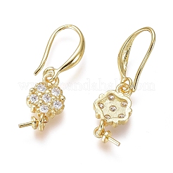 Brass Micro Pave Cubic Zirconia Earring Hooks&nbsp;LS-KK-G374-09G