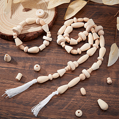 2 Bags Natural Unfinished Wood Beads Set&nbsp;WOOD-PH0001-89