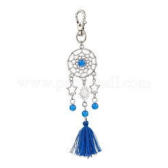 Natural & Dyed Malaysia Jade Bead & Alloy Pendant Decoration&nbsp;HJEW-JM02937