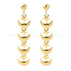 304 Stainless Steel Dangle Stud Earrings&nbsp;EJEW-P289-06G