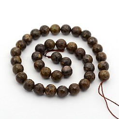 Faceted Natural Bronzite Round Bead Strands&nbsp;G-M272-07-6mm