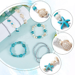 8Pcs Turtle & Starfish Synthetic Turquoise Beaded Stretch Bracelet&nbsp;BJEW-SC0001-46