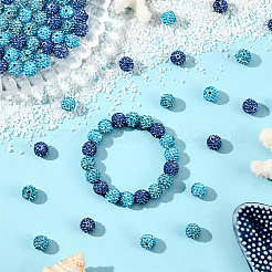 90Pcs 3 Styles Pave Disco Ball Beads&nbsp;RB-LT0001-01A