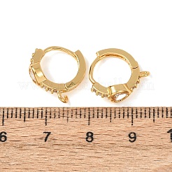 Heart Brass Pave Cubic Zirconia Huggie Hoop Earrings&nbsp;KK-D259-13B-G