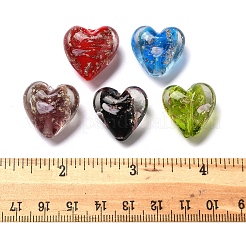 24Pcs 5 Colors Luminous Handmade Gold Sand Lampwork Beads&nbsp;FOIL-FS0001-02