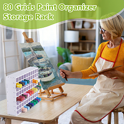 80 Grids PVC Wood Pigment Organizer Holder Riser Display Racks&nbsp;AJEW-WH0410-61