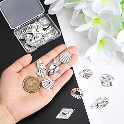 20Pcs 10 Style Textured 201 Stainless Steel Pendants&nbsp;STAS-UN0047-26P