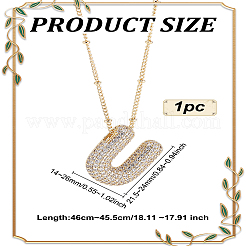 1Pc Brass Micro Pave Cubic Zirconia Letter Pendant Necklaces&nbsp;NJEW-LP0001-43U-G