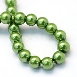 Baking Paint Pearlized Glass Pearl Round Bead Strands&nbsp;HY-Q003-6mm-13