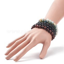 5Pcs 5 Style Natural Mixed Gemstone Round Beaded Stretch Bracelets Set for Men Women&nbsp;BJEW-JB08871