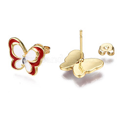 Brass Micro Pave Cubic Zirconia Stud Earrings&nbsp;EJEW-T014-51G-NF
