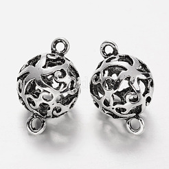 Round with Flower Tibetan Style Alloy Links connectors&nbsp;PALLOY-I111-02AS