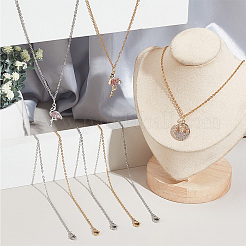 20Pcs 2 Colors 304 Stainless Steel Cable Chain Necklaces Set&nbsp;MAK-NB0001-22