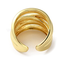 Rack Plating Brass Criss Cross Open Cuff Rings&nbsp;RJEW-K249-07G