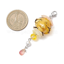 3Pcs Jellyfish Shell Pearl & Glass Pendants Decorations&nbsp;HJEW-TA00436