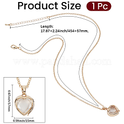 1Pc Alloy Glass Photo Frame Living Memory Floating Locket Pendant Rolo Chain Necklaces for Women&nbsp;NJEW-BM0001-01C