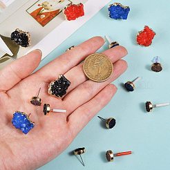 Electroplate Druzy Resin Stud Earrings&nbsp;RESI-SZ0001-22