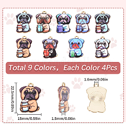 36Pcs 9 Colors Printed Alloy Enamel Pendants&nbsp;ENAM-SC0005-42
