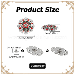 20Pcs Flower Zinc Alloy & Rhinestone & Glass Rivets&nbsp;BUTT-NB0001-84B
